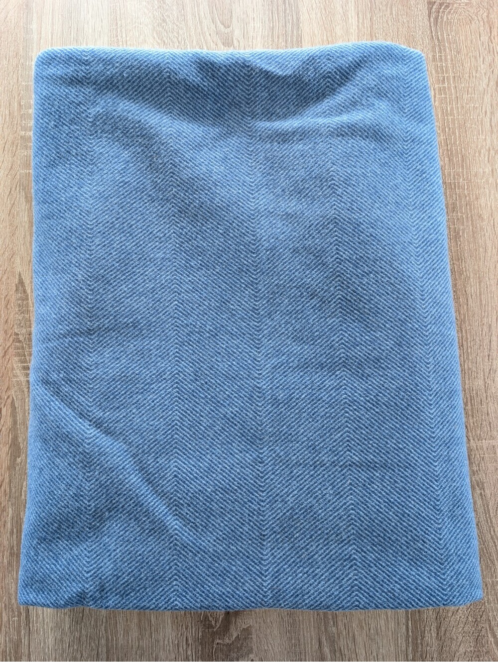 LL Bean x Pendleton 100% Wool Blanket Herringbone Blue King Size 108x90